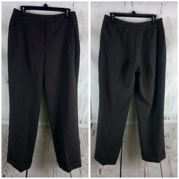 Larry Levine Classics Women's 10P 2 Btn Brown Pinstripe 3pc Pants Skirt … - Picture 14 of 16